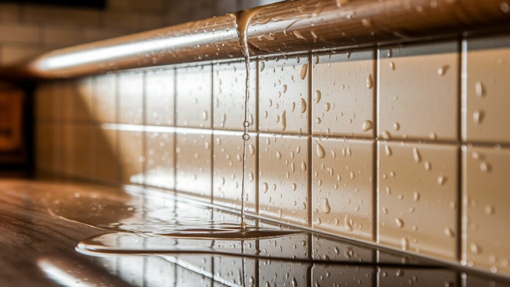 Water seeping behind tiles